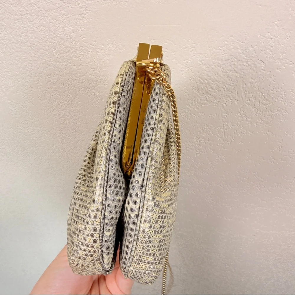 Judith Leiber Silver Lizard Clutch Gem Rhinestone Vintage - Picture 5 of 14